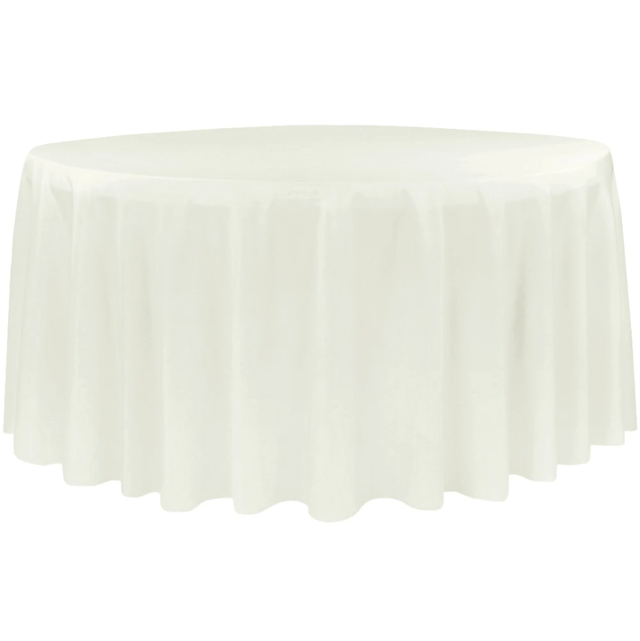 Economy Polyester Tablecloth 132" Round - Gray Silver - Image 4