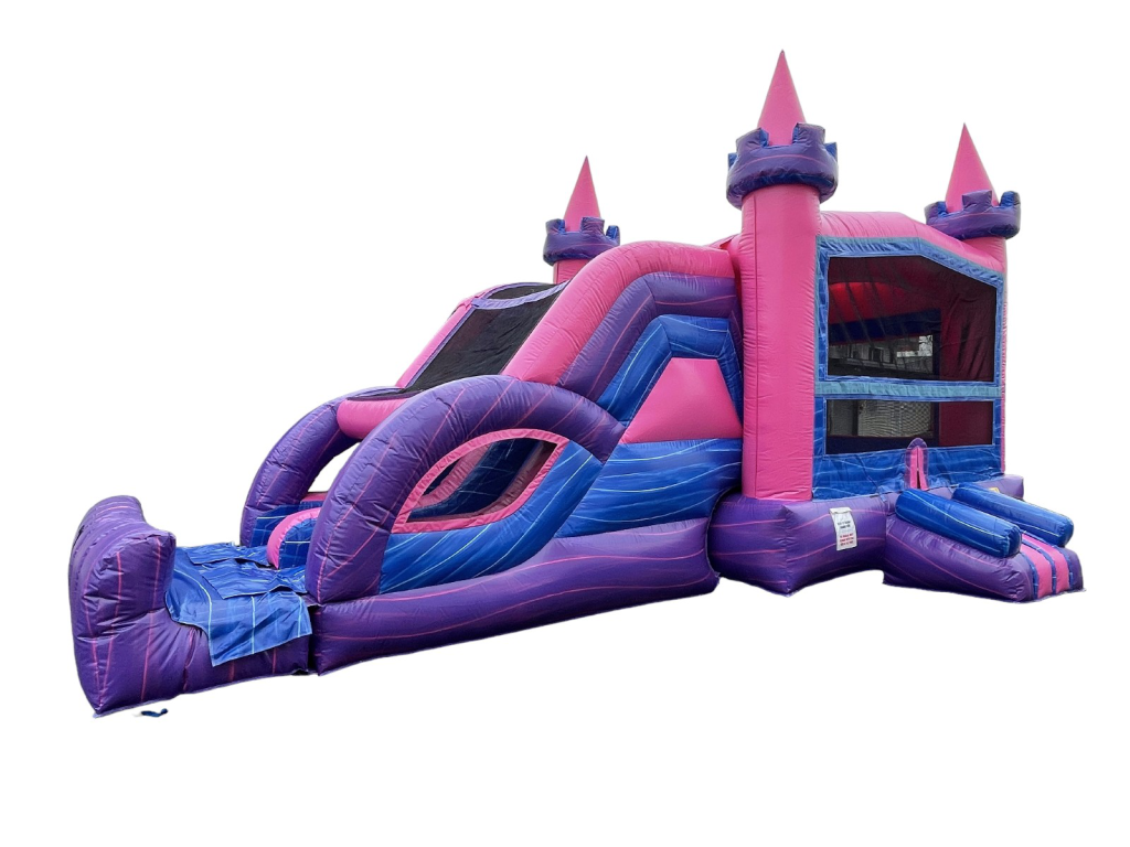 Dual lane 4 in 1 Pink Castle Dry Slide (sku C307)