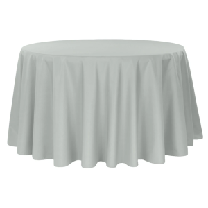 Economy Polyester Tablecloth 132" Round - Gray Silver - San Diego