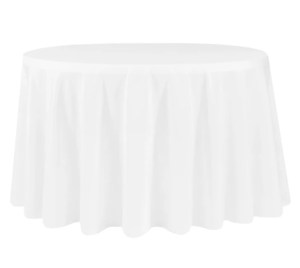 Economy Polyester Tablecloth 108" Round - White - San Diego